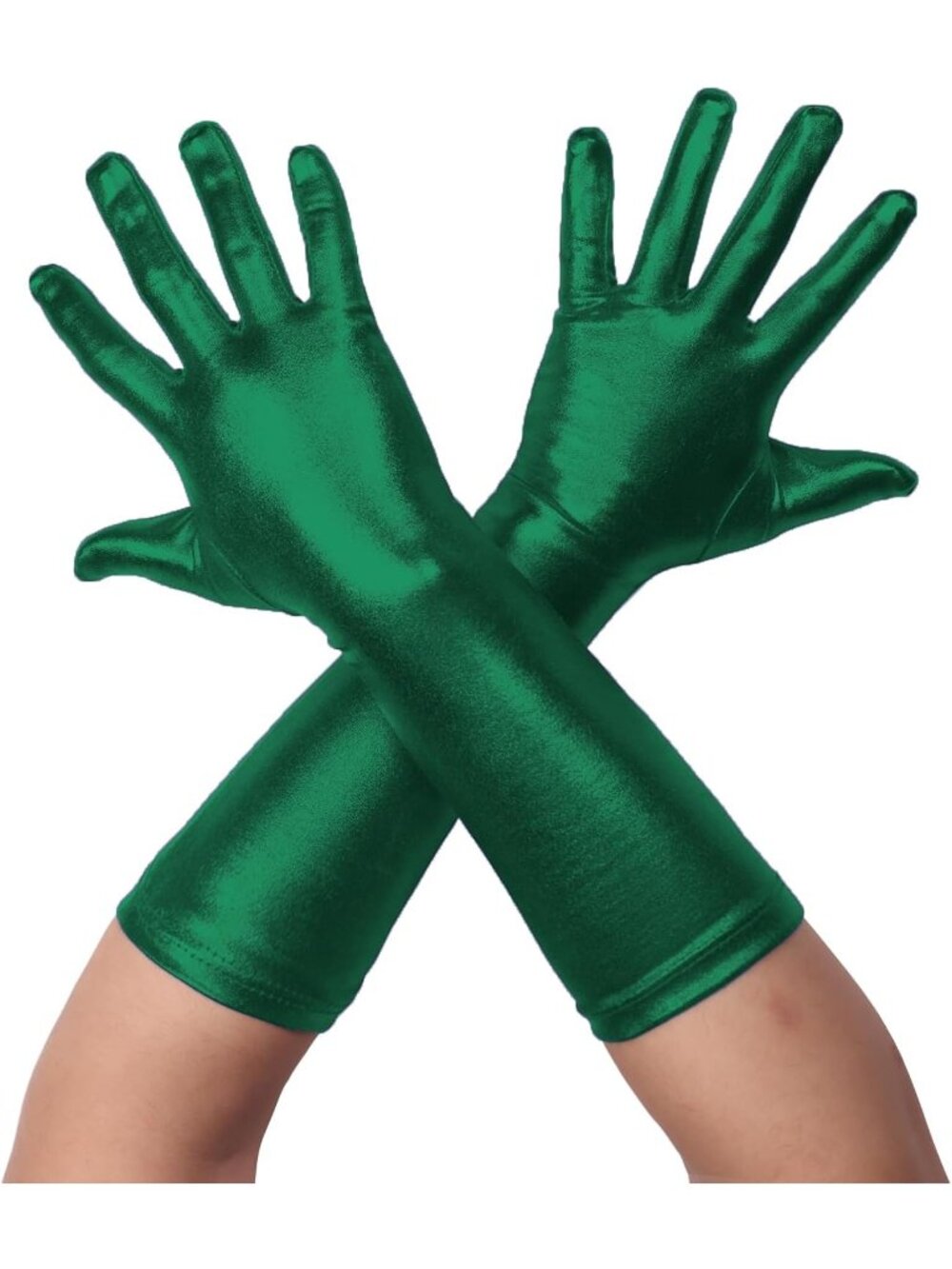 Men's And Women's Green 1920s Flapper Shiny Metallic Spandex Opera Party Gloves